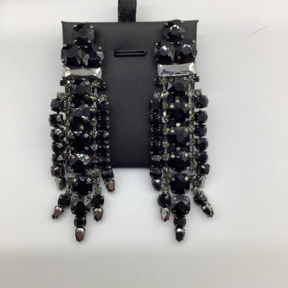 2112.Black Ice Chandelier Earrings – 3.5” EUC